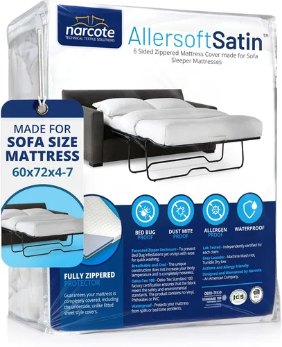 Miniatura 8 de Allersoft Funda de colchón para sofá cama Queen con cierre seguro. Crea un sello natural en todos los lados de tu colchón extraíble de líquidos