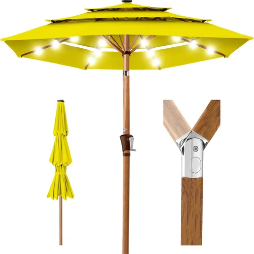 Miniatura 17 de Best Choice Products - Sombrilla solar de 10 pies de 3 niveles para patio, sombrilla de sol para exteriores, mercado, patio trasero, terraza, junto