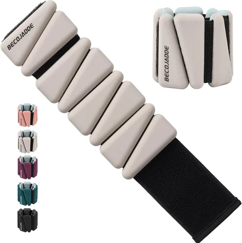 Miniatura 16 de BECOJADDE Juego de pesas de tobillo de 2 (1 libra/2 libras/3 libras cada una) Pesas ajustables de muñeca para mujeres y hombres, pesas portátiles