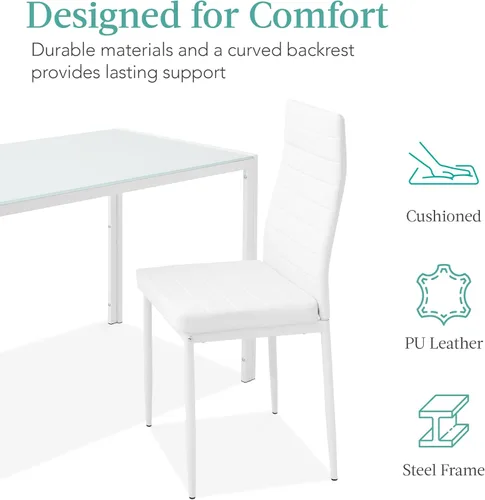 Miniatura 4 de Best Choice Products 7 piezas Juego de comedor de vidrio, muebles modernos de mesa de cocina para comedor, dinette, ahorro de espacio compacto