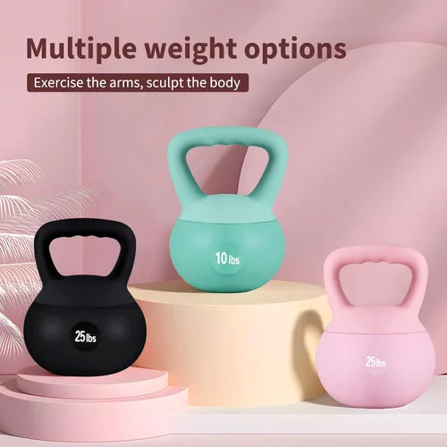 Miniatura 6 de Pesas rusas suaves (5-30 libras), relleno de arena de hierro para gimnasio en casa, entrenamiento de fuerza y fitness, diseño a prueba de golpes