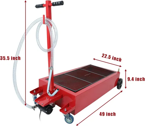 Miniatura 4 de Bandeja de drenaje de aceite de perfil bajo de 20 galones con bomba eléctrica de 110 V, manguera de 8 pies para camiones, automóviles, SUV