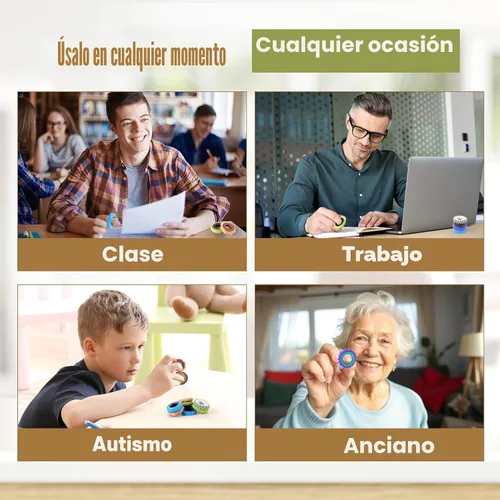 Miniatura 6 de Juguetes sensoriales para adultos, paquete de 12 anillos giratorios de textura, juguetes sensoriales para aliviar el estrés para niños con TDAH