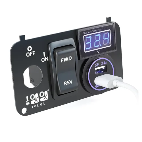 Miniatura 5 de 10L0L Carrito de Golf Panel Integrado Multifuncional 3 en 1, 12V Carga Rápida Dual USB 3.0 Enchufe Cargador & Voltímetro Digital LED & Botón