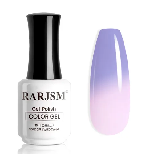 Miniatura 16 de RARJSM Esmalte de uñas en gel que cambia de color Nude Translucido Rosa a Rojo Berry, cambio de temperatura de estado de ánimo térmico, degradado