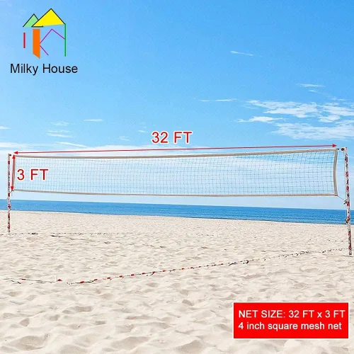 Miniatura 6 de Redes de voleibol, red profesional de voleibol, red de repuesto portátil de voleibol para patio trasero, escuela, deportes, playa, piscina, juego
