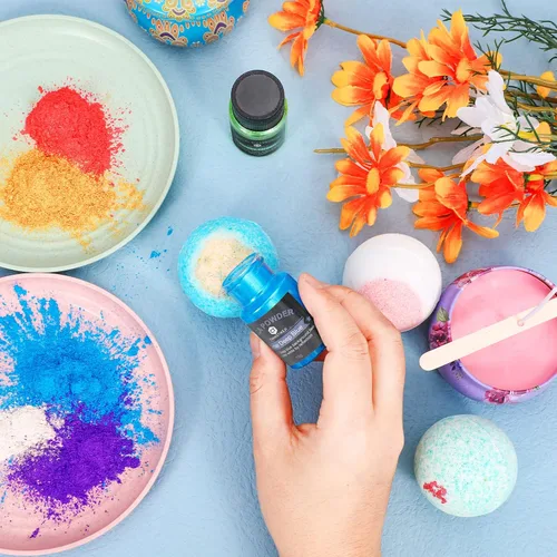 Miniatura 5 de CHANGTIKEJI Polvo de Mica ，100 Colores - 10g/Botella de Pigmento Natural para Resina Epóxica，Brillo de Labios，Sombra de Ojos,Ambientadores