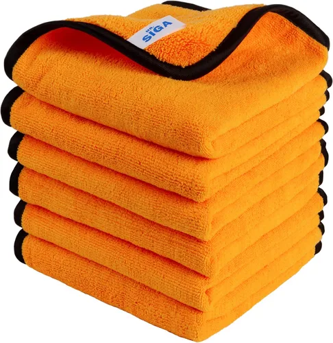MR.SIGA Toallas profesionales de microfibra premium para coches, toallas de lavado y detalles de coche de doble cara, Oro, 15.7 x 23.6 pulgadas,