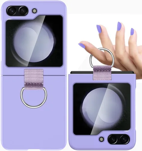 AICase para Samsung Galaxy Z Flip 5 con Anillo, Funda Protectora delgada y ajustada Linda para Mujer y Niña para Samsung Galaxy Z Flip 5 5g, Morado