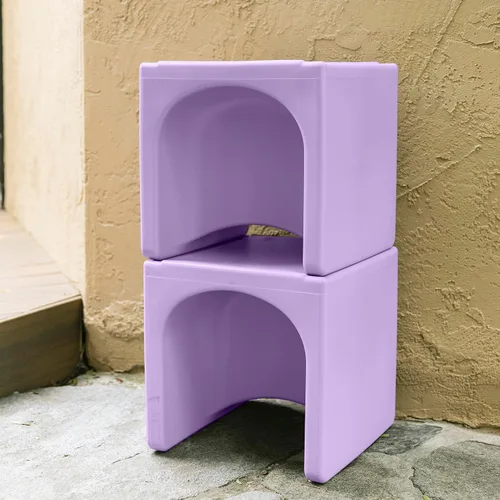 Miniatura 10 de ECR4Kids juego de mesa Tri-Me y sillas Cube, muebles multiusos, púrpura claro, 3 piezas