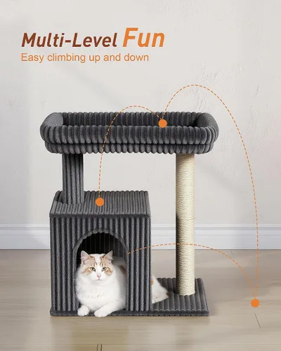Miniatura 6 de Árbol para gatos grandes, 20.9 x 15.7 pulgadas, cama de percha grande para gatos adultos, torre para gatos de 22.8 pulgadas con poste rascador