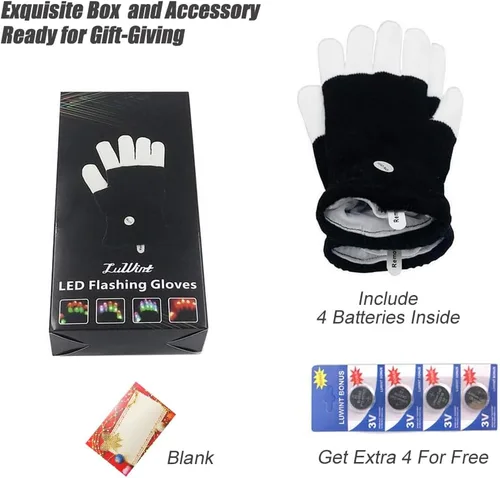 Miniatura 6 de Luwint Guantes de iluminación LED coloridos intermitentes para niños de 8 a 12 años, adolescentes y adultos