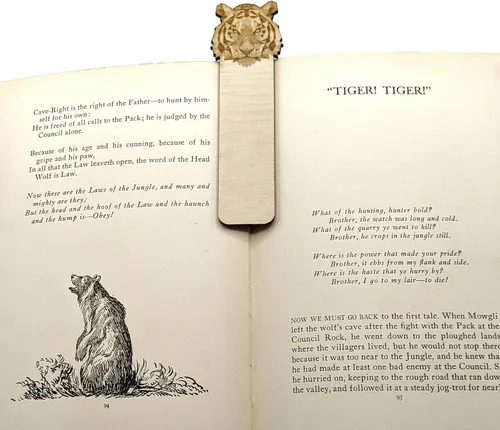 Miniatura 2 de Marcador de madera grabado con tigre Marcador de libro geométrico de madera de abedul báltico ¡Gran idea de regalo!