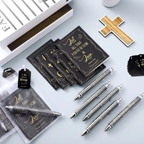 Miniatura 4 de Qeeenar Juego de 200 regalos cristianos a granel, versículo de la Biblia, bolígrafo religioso y cuaderno de regalo con etiquetas de agradecimiento