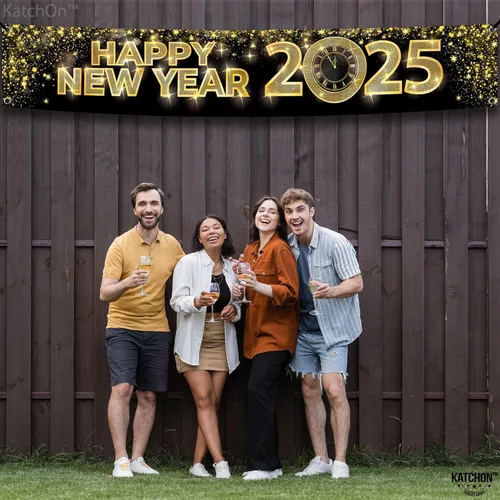 Miniatura 5 de KatchOn, Cartel de Feliz Año Nuevo 2024 – Grande 120 x 20 pulgadas Cartel de feliz año nuevo para patio Suministros para fiesta de Año Nuevo