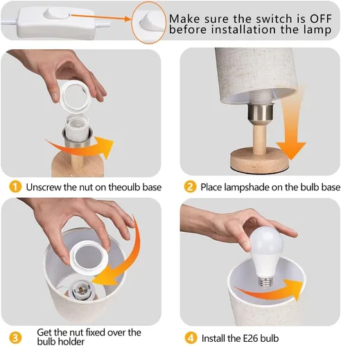 Miniatura 5 de Lámpara de mesa pequeña para dormitorio, lámparas de noche para mesitas de noche, lámpara de luz minimalista para mesita de noche, lámparas