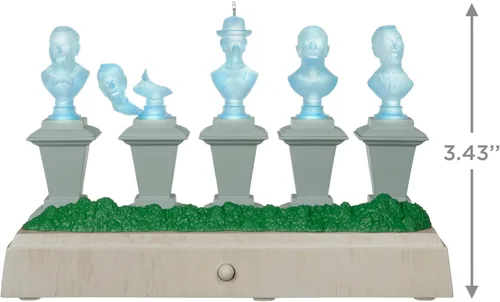 Miniatura 5 de Tarjeta de recuerdo navideña Hallmark, colección Disney La mansión embrujada, bustos cantantes con luz y sonido, regalos para fans de Disney