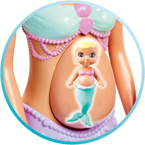 Miniatura 4 de Simba 105733524 Steffi Love Mermaid Family, Muñeca como sirena embarazada con Kevin como Merman, con cama de bebé, 11.4 in de vestir, muñecas