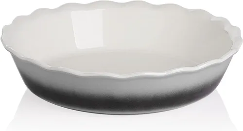 Sweejar Molde de cerámica para tartas, plato redondo para hornear de 10 pulgadas, antiadherente con borde ondulado suave para tartas de manzana,