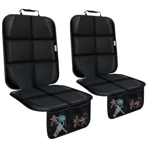 Miniatura 13 de Protector de asiento de automóvil para silla infantil, resistente al agua 600D, protege el asiento de las huellas del bebé, con respaldo Negro 2