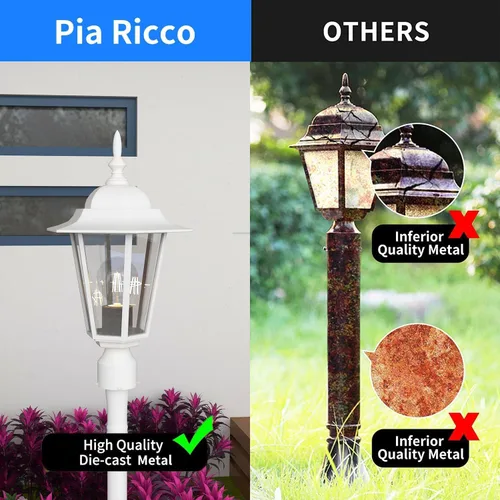 Miniatura 4 de Luces de poste para exteriores, lámpara de poste con enchufe E26, linterna exterior blanca con pantalla de vidrio transparente, iluminación exterior