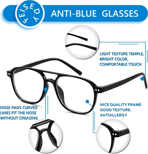 Miniatura 5 de FEISEDY Gafas de bloqueo de luz azul para mujeres y hombres, cuadrados, ligeros, antifatiga ocular y deslumbramiento UV B0141