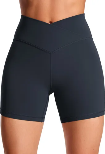 Miniatura 6 de CRZ YOGA Butterluxe - Pantalones cortos cruzados de 5 pulgadas, cintura alta, para entrenamiento, yoga, suave como la mantequilla para mujer
