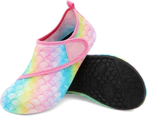 Miniatura 3 de Scurtain - Zapatos acuáticos para niños, calcetines acuáticos de secado rápido con sensación de pies descalzos para niños, niñas y bebés con suela