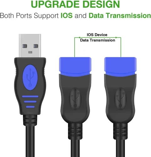 Miniatura 6 de ANDTOBO Divisor USB 1 a 4, USB 2.0 Y Splitter Cable de carga USB 1 macho a 4 hembra, cable de alimentación de extensión