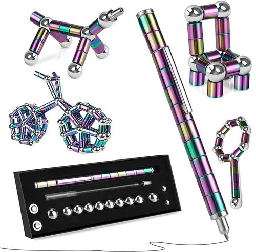 Miniatura 8 de Bolígrafo magnético de juguete antiestrés - Regalo de descompresión para niños y adolescentes, edades 8-12 años Negro