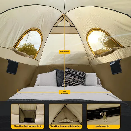 Miniatura 3 de Tienda de campaña para camioneta con toldo de sombra, impermeable PU5000mm Oxford para caja de camioneta de 5 a 5.2 pies para camping, viajes