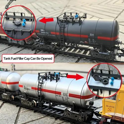 Miniatura 4 de SS7C - Juego de tren de Navidad, locomotora de vapor eléctrica de aleación, ferrocarril ferroviario con carros de mercancía/pista larga, adorno