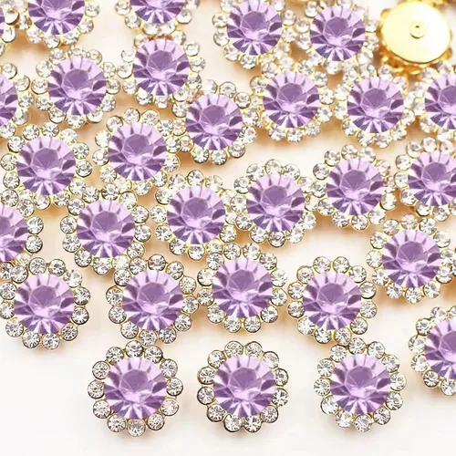 Miniatura 19 de 120 piezas de 12 mm de girasol coser en diamantes de imitación de cristal, gemas de vidrio, diamantes de imitación de metal para manualidades