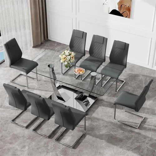 Miniatura 30 de Mesa de comedor moderna para mesa de comedor de mármol sintético de 4/6, 63 pulgadas, mesa de cocina rectangular, mesa de cocina y comedor de fácil