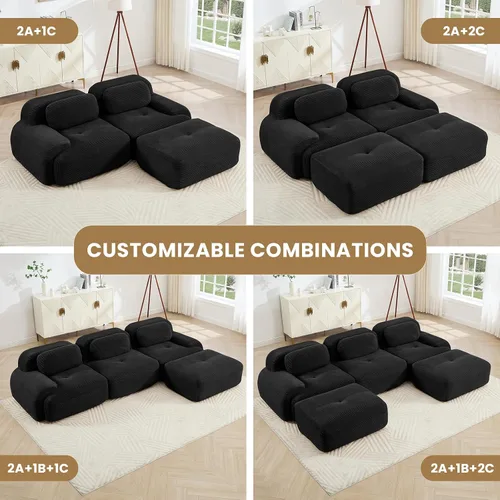 Miniatura 5 de Sofá comprimido moderno de espuma viscoelástica de 82 pulgadas, sofás seccionales grandes de 2 plazas para sala de estar, sofá modular Cloud que