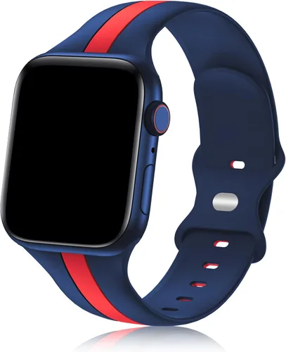 Miniatura 14 de Seizehe - Banda deportiva de diseño compatible con Apple Watch de 38/40/41/42/44/45/46/49 mm, unisex, correa de silicona suave para Apple Watch