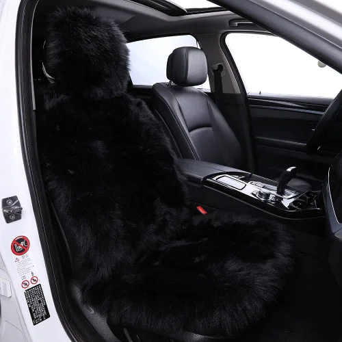 Miniatura 7 de Maples 1 PC Funda de Asiento de Coche de Piel de Oveja Sintética Mullida de Lana para Auto SUV Camiones Ajuste Universal, Cojines de Asiento