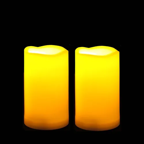 Miniatura 36 de 4 velas LED escalonadas sin flama, de pilas, impermeables, para exteriores, con temporizador, luz nocturna parpadeante de resina plástica, para Cera.