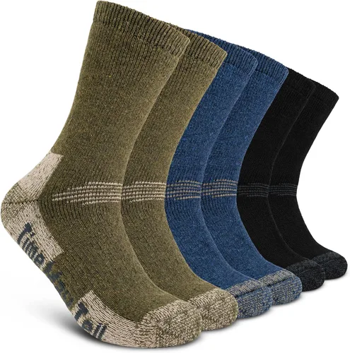 Time May Tell - Calcetines de lana merino para hombre con amortiguación para senderismo al aire libre, paquete de 3