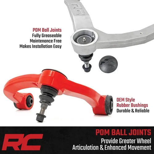 Miniatura 4 de Rough Country Brazos de control superiores de aluminio forjado para Toyota Tundra (2007-2021) con elevación de 3.5 pulgadas, paquete de 2, rojo