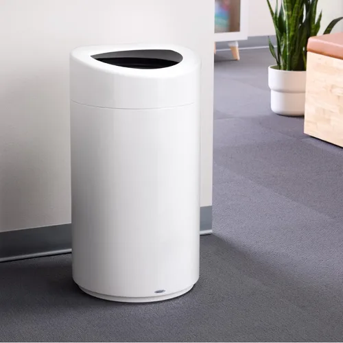 Miniatura 5 de Safco Bote de basura con tapa abierta, 14 galones de acero inoxidable, moderno, para uso en interiores, color blanco