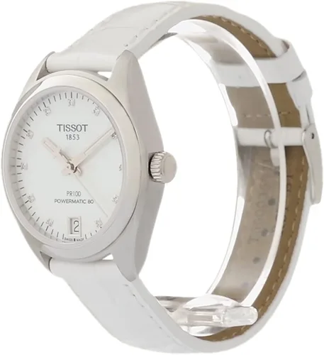 Miniatura 4 de Tissot Reloj automático suizo PR 100 para mujer, blanco, cuero, 16 (T1012071611600), Nácar, Reloj automático