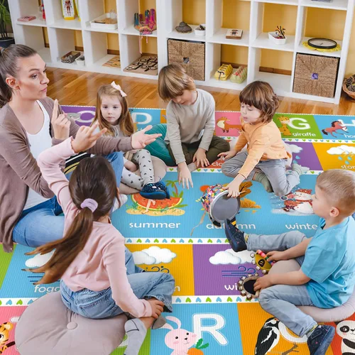 Miniatura 26 de ABC - Alfombra educativa del alfabeto, alfombra de juego de 4 x 6 pies para niños, sala de juegos, tapete antideslizante para niños y niñas Alphabet
