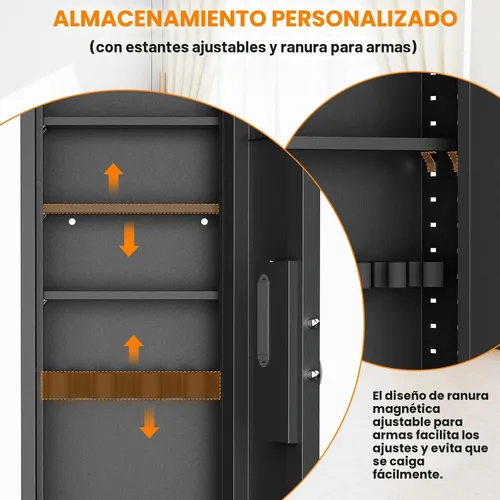 Miniatura 5 de Caja fuerte de pared de 135 cm entre los tachuelas, caja fuerte oculta con sistema de alarma dual y modo silencioso, caja fuerte de pared para armas