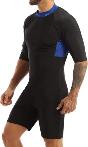 Miniatura 3 de Traje de baño de una pieza de manga corta para hombre con protección solar y cremallera en la parte trasera