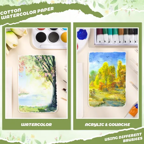 Miniatura 6 de 40 hojas de acuarela de 4 x 6 pulgadas, 140 libras/300 GSM, cuaderno de bocetos de acuarela de prensa en frío, cuaderno de acuarela para pintar