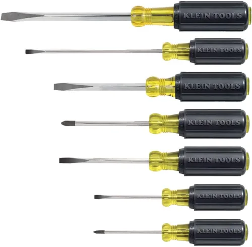 Klein Tools 85076 Juego de destornilladores, fabricado en Estados Unidos, destornilladores ranurados y Phillips con mangos antideslizantes de agarre