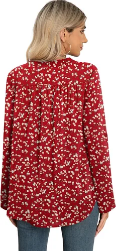 Miniatura 6 de QUEZHU Blusas de manga 34 para mujer, estilo casual, elegante, de gasa, cuello en V, blusas