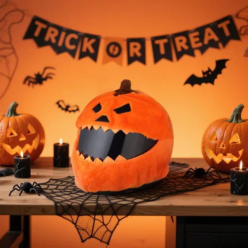 Miniatura 2 de VCOROS Cubierta de casco de motocicleta de calabaza de Halloween, cubierta de casco de cara completa esponjosa para paseos divertidos
