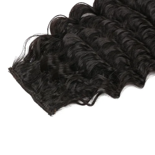 Miniatura 6 de Extensiones de cabello sintético rizado con clip de doble trama, resistencia al calor, onda profunda gruesa, con clip, 7 piezas